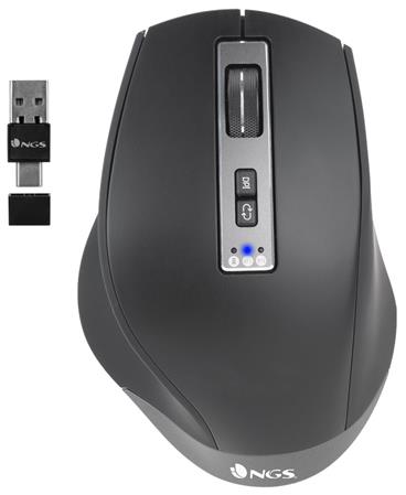 NGS myš BLUR-RB/ Bezdrátová/ Laserová/ až 3200 dpi/ BT/ USB/ Stříbrnočerná
