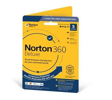 Norton 360 Deluxe 2019 | 5 Zařízení | PC, Mac a mobilní zařízení | 12 měsíců | 50GB