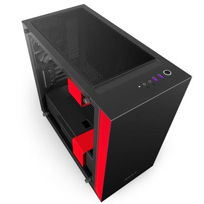NZXT skříň H400 / mini-ITX černá / MidTower / průhledná bočnice / 2x USB 3.0 / černo/červená