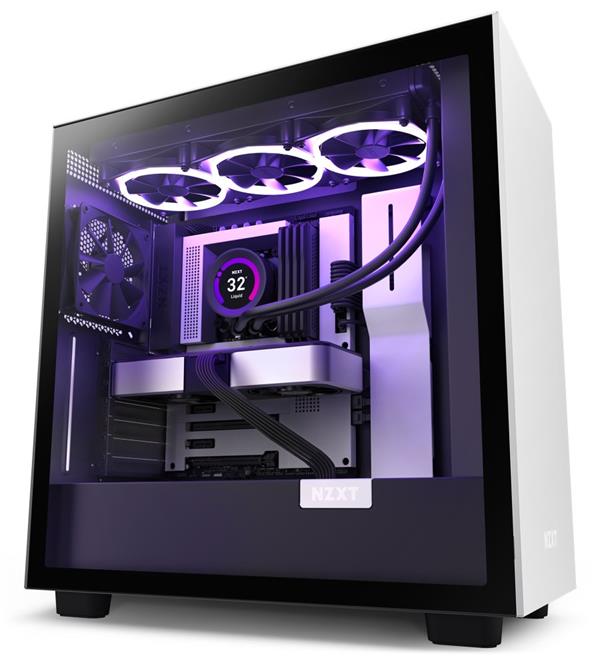 NZXT skříň H7 / ATX / 2x120 mm fan / USB-C / 2x USB / prosklená bočnice / černobílá