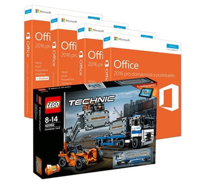 Office 2016 pro domácnosti a podnikatele Slovak 4 ks + LEGO Technic Přeprava kontejnerů
