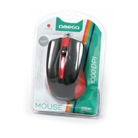 OMEGA myš OM-05, optická, 1000DPI, USB, černo-červená