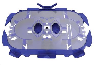 Optická kazeta s transparentním víčkem OPTONICS a hřebínky pro 24 svarů, 2 výklopné držáky