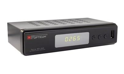 OPTICUM DVB-T2 přijímač Terra HD 265/ Full HD/ MPEG 1/2/4/ HEVC/H.265/ HDMI/ USB/ SCART/ černý