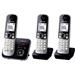 Panasonic KX-TG6823 Trio DECT, GAP bezdrátový analogový telefon záznamník, handsfree černá, stříbrná