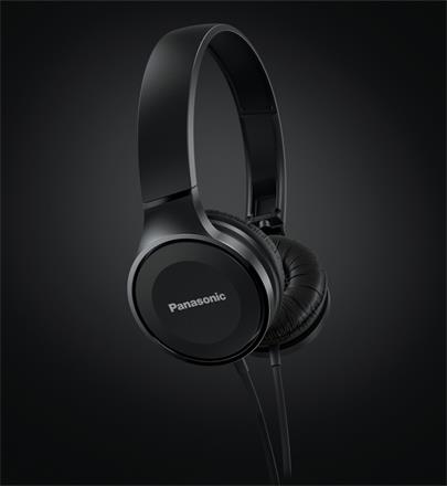 Panasonic RP-HF100E-K, drátové sluchátka, přes hlavu, skládací, 3,5mm jack, kabel 1,2m, černá