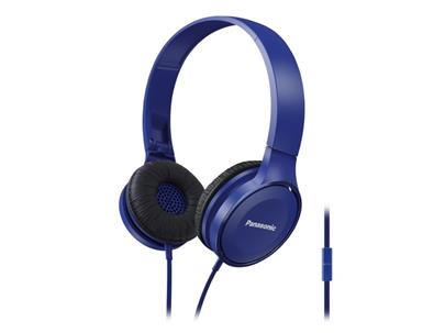 Panasonic RP-HF100ME-A, drátové sluchátka, přes hlavu, skládací, 3,5mm jack, mikrofon, kabel 1,2m, modrá