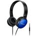 Panasonic RP-HF300ME-A, drátové sluchátka, přes hlavu, skládací, 3,5mm jack, mikrofon, kabel 1,2m, modrá