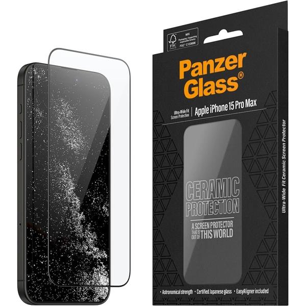 PanzerGlass Ceramic tvrzené sklo Apple iPhone 15 Pro Max s instalačním rámečkem