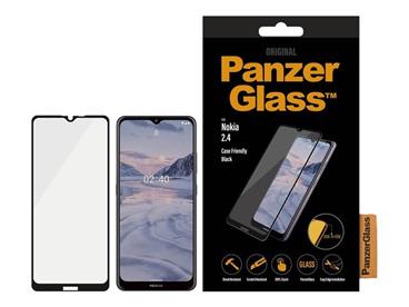 PanzerGlass - Ochrana obrazovky pro mobilní telefon - kompatibilní s pouzdrem - sklo - barva rámu černá - pro Nokia 2.4