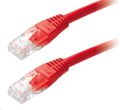 Patch kabel Cat5E, UTP - 0,25m, červený