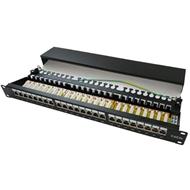 Patch panel XtendLan 19", 24port, Cat5E, stíněný s LED vyhledáváním