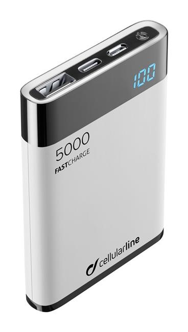 PB Cellularline Manta HD,5000 mAh,USB-C, bílá