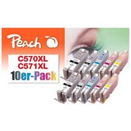 PEACH kompatibilní cartridge Canon PGI-570XL/CLI-571XL Combi pack (10) 8x13 ml,2x Black, 2xCyan,2xMagenta,2xYellow,2xBlack 2x23 m