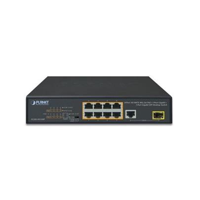 Planet FGSD-1011HP PoE switch, 8x 10/100 PoE, 1x TP + 1x SFP 1000Base-X, extend mód 10Mb, ESD, 802.3at 120W