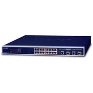 Planet FGSW-1816HPS PoE switch 16x 100-TX, 2x 1000-T/SFP, PoE 802.3at 30/220W, Web/SNMP, STP/RSTP, ext 10Mb/s