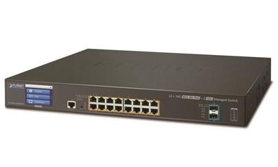 Planet GS-5220-16UP2XV, Smart PoE switch 16x TP Gigabit, 2x SFP+ 10Gbase-X,Web/LCD+ONVIF, 802.3bt-400W