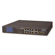 Planet GSD-1222VHP PoE switch, 8x PoE + 2x 1000Base-T + 2x SFP, LCD,VLAN, extend mód 10Mb do 250m, IEEE 802.3at 120W