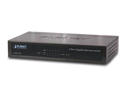 PLANET GSD-503 Switch 5x 10/100/1000 Ethernet switch, Externí zdroj, kov