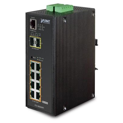 PLANET IGS-10020HPT Průmyslový Switch 8x 10/100/1000 PoE+ (270W) + 2x 100/1000 SFP, Management, -40 +75°C, 12-48VDC
