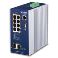 Planet IGS-4215-4UP4T2S průmyslový L2 PoE switch 8x 1Gb, 2x SFP 1Gb, 802.3bt 240W, IP30, -40 až 75°C, 48-54VDC