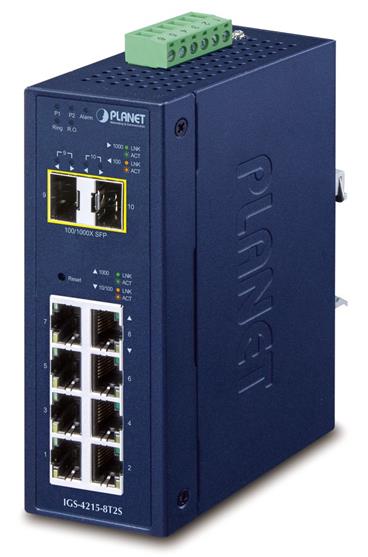 Planet IGS-4215-8T2S Industrial L2/L4 8-Port 10/100/1000T + 2-Port 100/1000X SFP Managed Switch