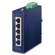 Planet IGS-504PT Průmyslový PoE switch, 5x1Gb, 4x PoE 802.3at 120W, -40až75°C, dual 48-54VDC, IP30, fanless