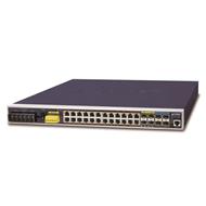 Planet IGS-6325-24P4X, 24x 1000Base-T, 4x 10Gbit SFP+, L3 WEB/SNMPv3, -40 až 75°C, AC+DC, IP30, PoE 440W, fanless