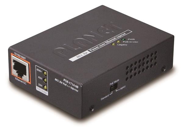 Planet POE-171A-60 Ultra PoE injektor 802.3bt do 60W, 1000Base-T, -10 až 70°C, desktop