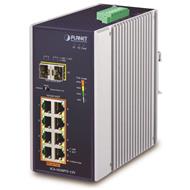 PLANET Průmyslový L2 PoE 1Gbps switch, 8xTP + 2xSFP, 802.3at 30/240W, IP30, -40~+75°C, 12-56VDC