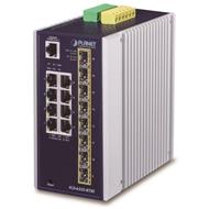 Planet průmyslový L3 switch, 8x1Gb + 8x1Gb SFP, -40 až 75°C, 12-48VDC, IP30, fanless