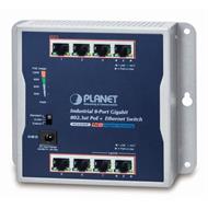 PLANET průmyslový/nástěnný PoE switch 8x 1Gb, 8x PoE 802.3at 30/120W, IP30, 48-56V, -20/+60st, fanless