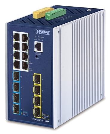 Planet TSN-6325-8T4S4X průmyslový TSN (Time Sensitive Networking) L3 switch, 8x1Gb + 4x1Gb SFP + 4x10Gb SFP+