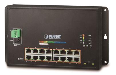 Planet WGS-4215-16P2S nástěnný PoE switch 16x1000B-T, 2x SFP, Web/SNMP, 802.3at 240W, -10~60°C, fanless