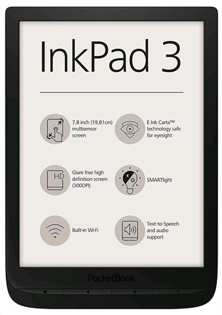 PocketBook 740 Inkpad 3, Black, černý ebook reader, 7,8´´ E-ink 1872 x 1404 LCD, Wifi, 8GB+SD