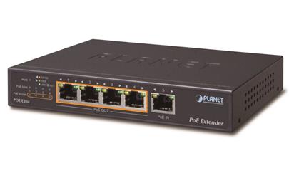 POE-E304, Ultra PoE gigabit ethernet extender, 1+4x 1000Base-T, IEEE802.3at (50W), ESD+EFT