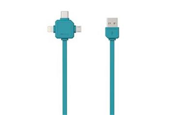 PowerCube USBcable USB-C CABLE, Green, multi-vidlice (MicroUSB, Apple Lithning, USB-C), kabel 1,5m