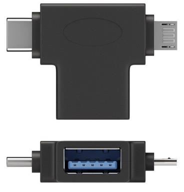 PremiumCord Adaptér USB A na dva konektory USB 3.1 C/male+micro USB B/male
