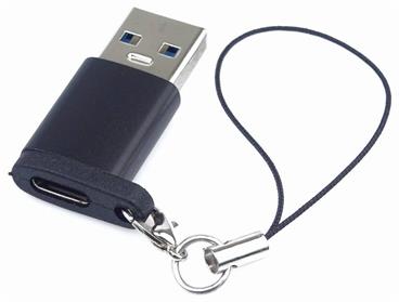 PremiumCord Adaptér USB3.0 A male - USB-C Female, černý s očkem na zavěšení