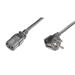 PremiumCord - Elektrický kabel - IEC 60320 C13 do CEE 7/7 (M) - AC 230 V - 2 m - levý úhlový konektor - černá