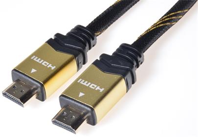 PREMIUMCORD Gold HDMI High Speed + Ethernet kabel (v1.4), opletený, zlacené konektory, 1m