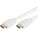 PremiumCord HDMI High Speed + Ethernet kabel, white zlacené konektory, 1m