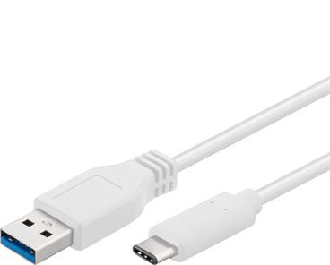 PremiumCord Kabel USB 3.1 konektor C/male - USB 3.0 A/male, bílý, 3m