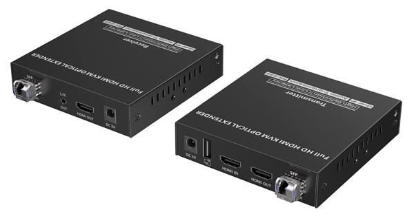 PremiumCord Optický HDMI KVM extender FULL HD 1080p až na 40km, IR, RS232, Audio 3,5mm