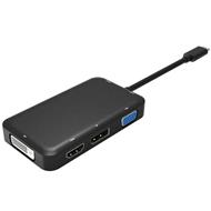 PremiumCord Převodník USB3.1 typ C na HDMI + DVI + VGA + DisplayPort + PD charge + 3,5mm Audio