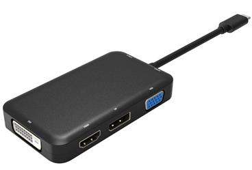 PremiumCord Převodník USB3.1 typ C na HDMI + DVI + VGA + DisplayPort + PD charge + 3,5mm Audio