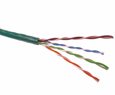 PremiumCord TP Kabel 4x2,lanko UTP Cat5e AWG24,čistá měď 305m zelený