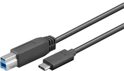 PremiumCord USB-C/male - USB 3.0 B/male, černý,1m