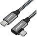 PremiumCord USB-C zahnutý kabel ( USB 3.2 GEN 2x2, 5A, 100W, 20Gbit/s ) 1m hliníkové krytky konektorů, bavlněný oplet