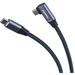 PremiumCord USB-C zahnutý kabel ( USB 3.2 GEN 2x2, 5A, 100W, 20Gbit/s ) 3m hliníkové krytky konektorů, bavlněný oplet
